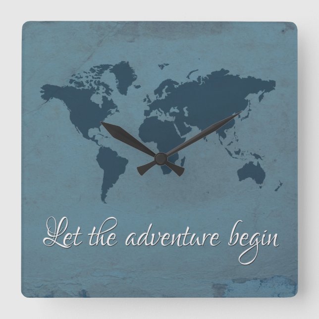 Let the adventure begin quadratische wanduhr (Vorderseite)