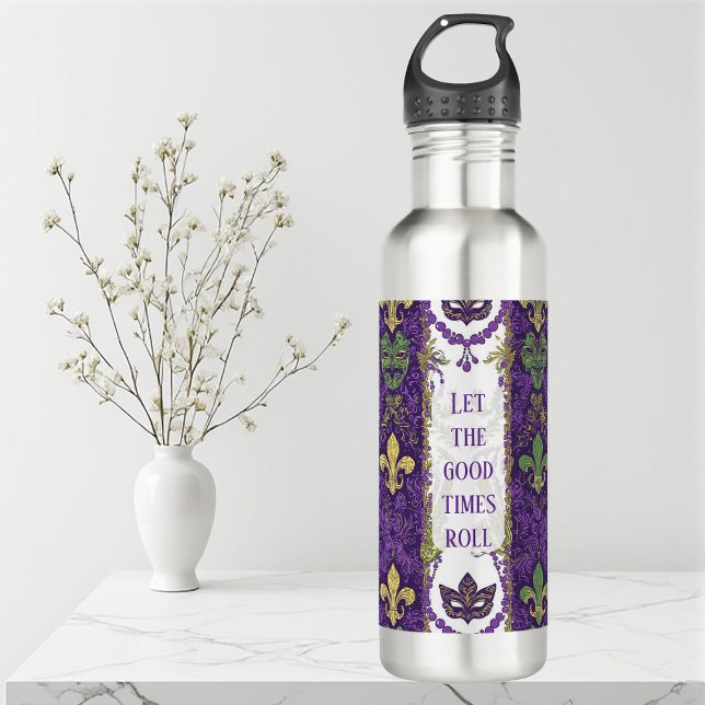 Let the Good Times Roll Ornate Jazz Mardi Gras Art Edelstahlflasche (Let the Good Times Roll Ornate Jazz Mardi Gras Art Stainless Steel Water Bottle)