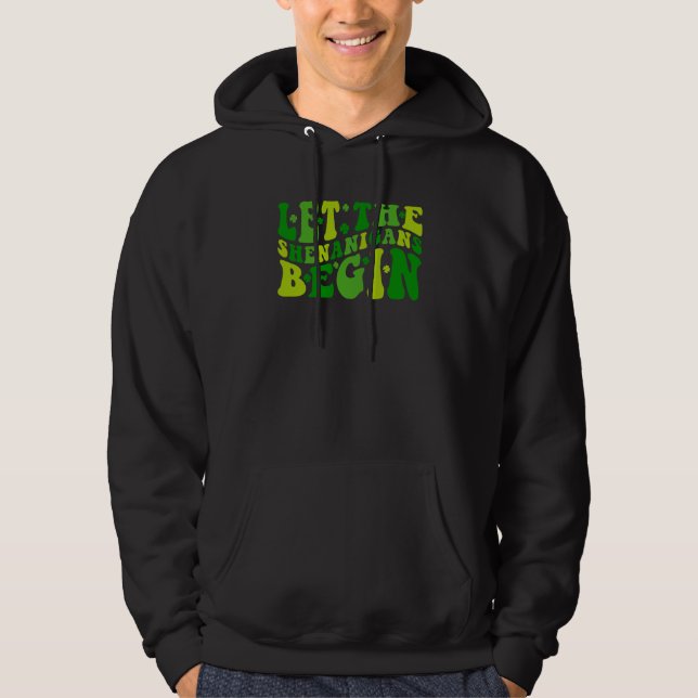 Let The Shenanigans Begin Groovy St Patrick's Kids Hoodie (Vorderseite)
