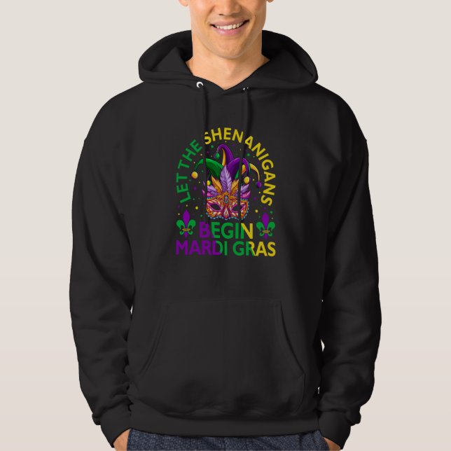Let The Shenanigans Begin Mardi Gras 2023 Purim Ma Hoodie (Vorderseite)