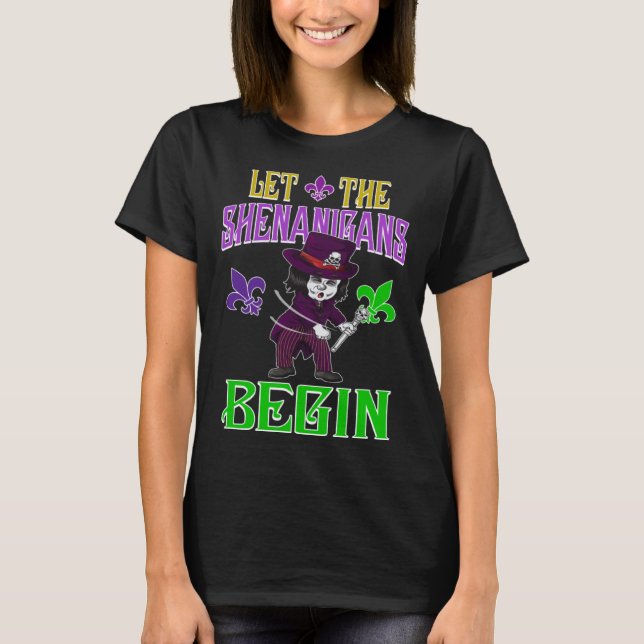 Let The Shenanigans Begin Mardi Gras Flossing Vood T-Shirt (Vorderseite)