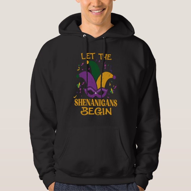 Let The Shenanigans Begin  Mardi Gras Jester Hat M Hoodie (Vorderseite)