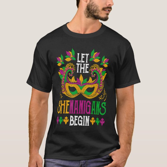 Let The Shenanigans Begin Mardi Gras    Kids Men W T-Shirt (Vorderseite)