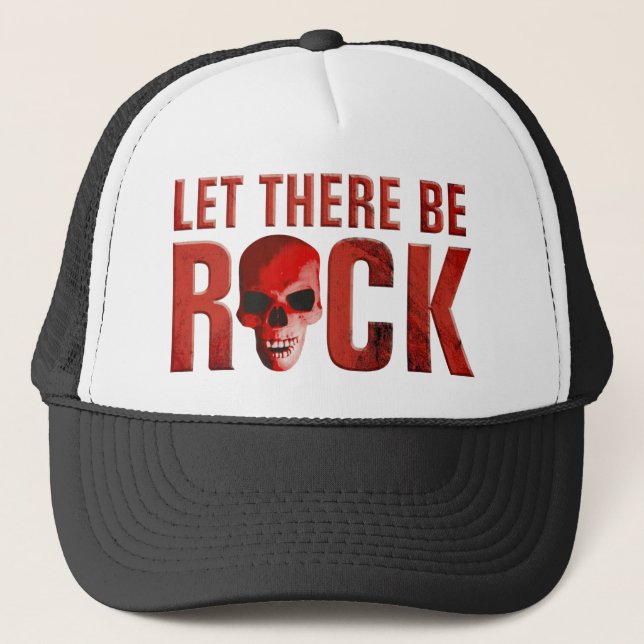 let there be rock skull red truckerkappe (Vorderseite)