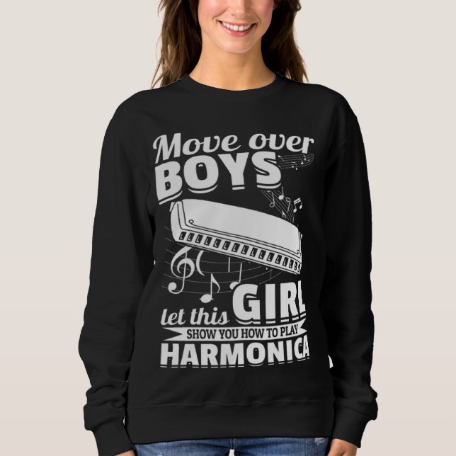 Let This Girl Show You How To Play Harmonica Music Sweatshirt (Vorderseite)