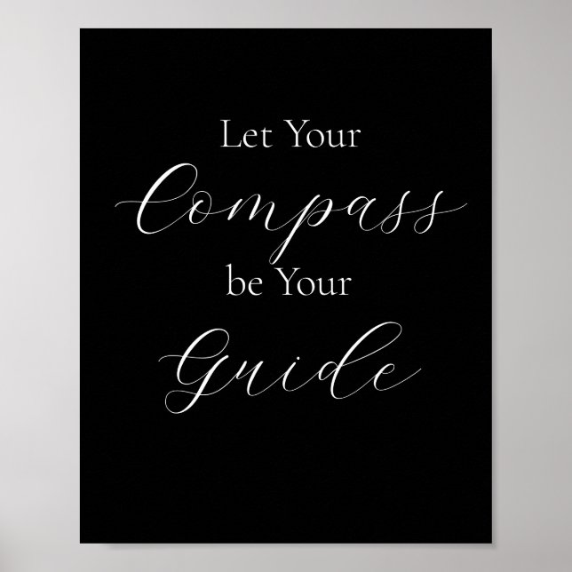 'Let Your Compass Be Your Guide' Phrase White  Poster (Vorne)