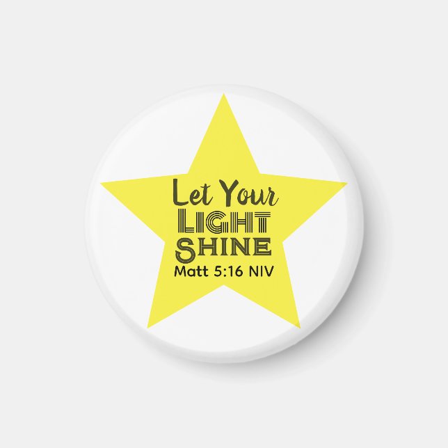 Let Your Light Shine Bible Verse Yellow Star Magnet (Vorne)