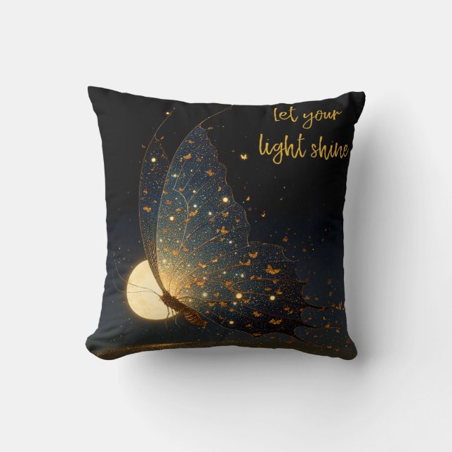 Let Your Light Shine – Magical Butterfly & Moon Kissen (Vorderseite)