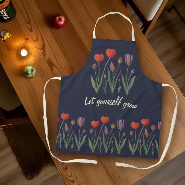 Let Yourself Grow Floral Heart Tulips Art Schürze (Von Creator hochgeladen)