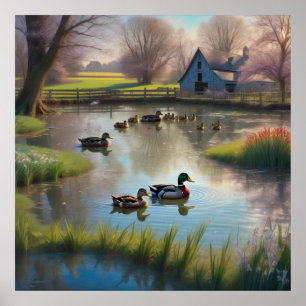 L'étang aux canards AI Fantasy Impression d'art nu