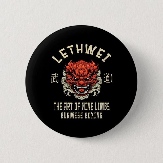 Lethwei Martial Arts The Art of 9 Limbs Button (Vorderseite)