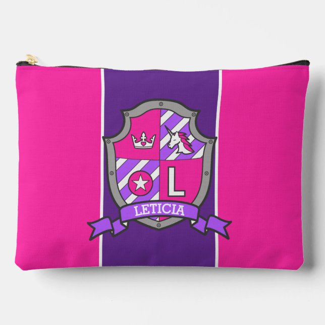 Leticia Name bedeutet Buchstabe L pink Wappen unic Zubehörtasche (Vorderseite)