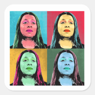 Letitia James Pop-Art-Design Quadratischer Aufkleber