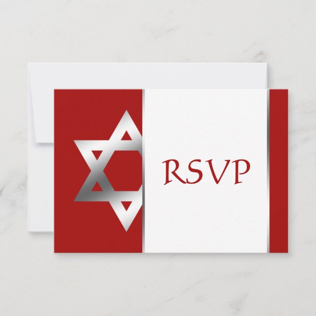 L'étoile d'argent rouge de David Bar Mitzvah RSVP (Devant)