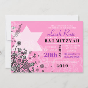 L'étoile Florale de David Invitation Bat mitzvah r