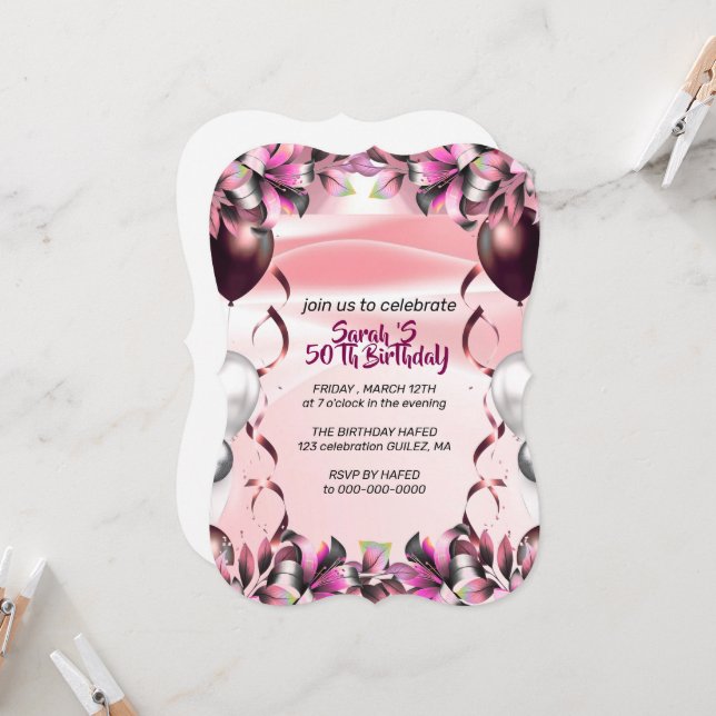 Let's Celebrate Invitation Template, Editable Surp (Devant/Arrière en situation)