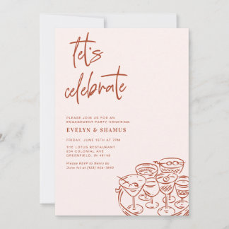 Let's Celebrate Whimsical Doodle Engagement Party Einladung