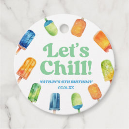 Let's Chill Blue Retro Popsicle Birthday Party Geschenkanhänger