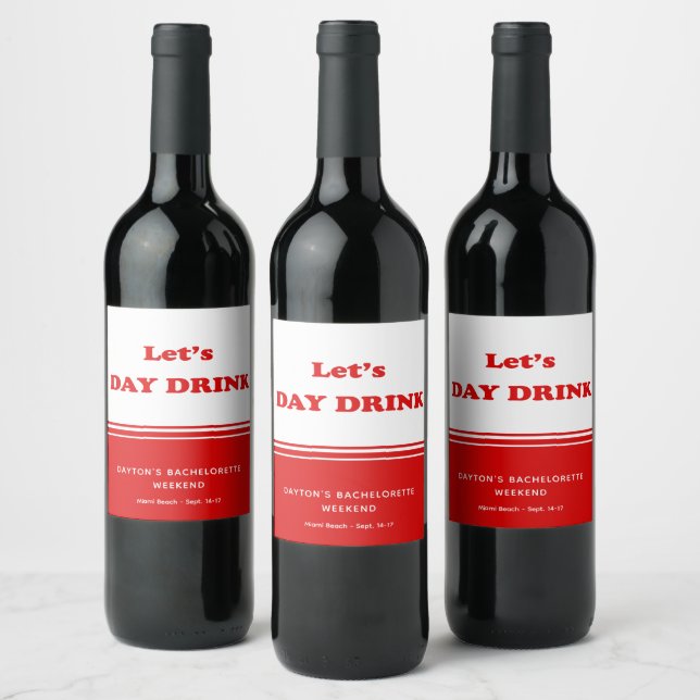 Let's Day Drink - Funny Drinking Quote Weinetikett (Flaschen)
