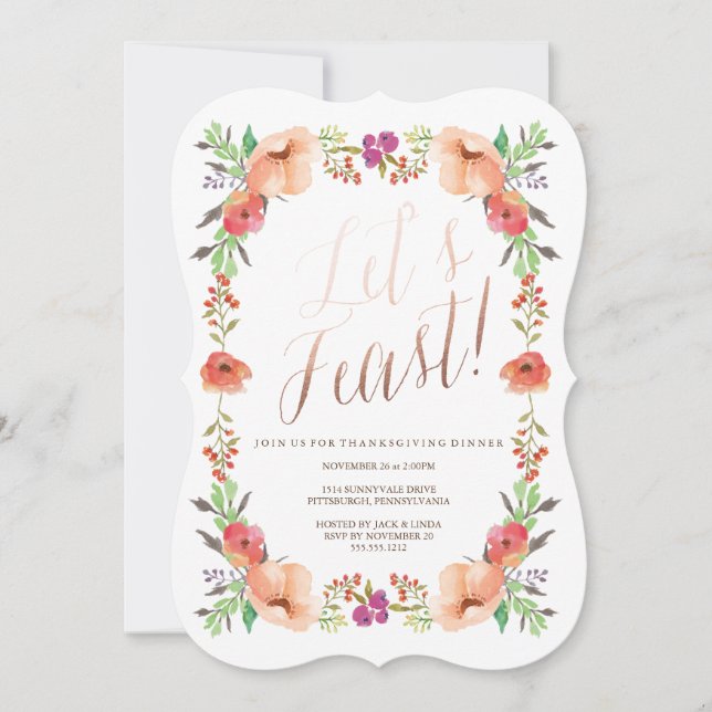 LET'S FEAST Erntedank Dinner Einladung (Vorderseite)