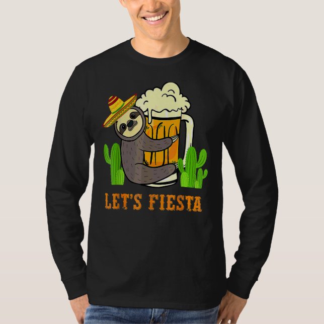 Let's Fiesta Sloth Beer Drinking Cinco De Mayo Mex T-Shirt (Vorderseite)