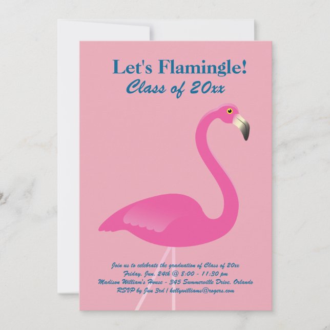 Let's Flamingle Class of 2019 Invitation in Pink Einladung (Vorderseite)