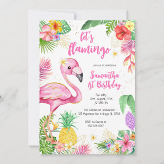 Let's Flamingle Pink Girl Tropical Birthday Einladung
