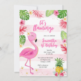 Let's Flamingle Pink Girl Tropical Birthday Einladung