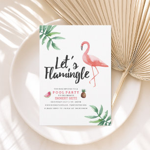 Let's Flamingle Pool Party Invitation Einladung
