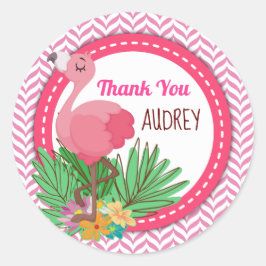 Let's Flamingle Tropical Flamingo Gevor Tag Runder Aufkleber
