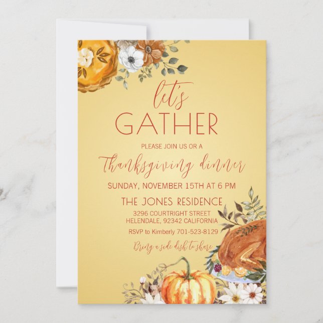 Let's gather Thanksgiving Dinner Invitation (Devant)