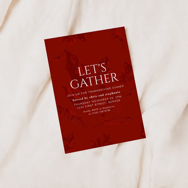 Let's Gather Vintage Red Thanksgiving Invitation (Créateur téléchargé)