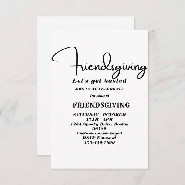Let's Get Basted | Friendsgiving invitation Einladung (Vorne/Hinten)