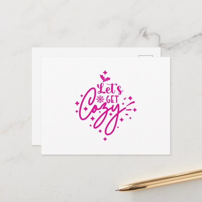 Let's Get Cozy Christmas Postkarte (Vorderseite/Rückseite Beispiel)