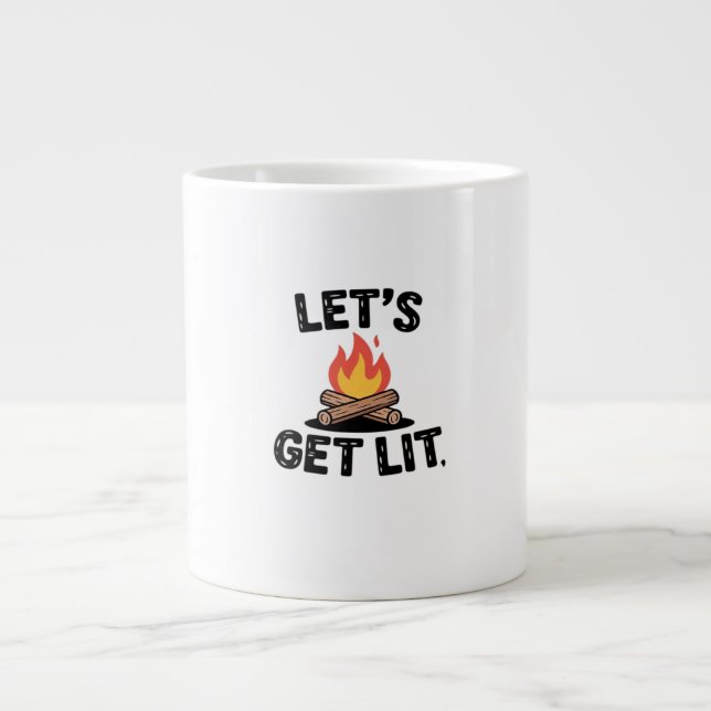 Let's Get Lit - Campfire Vibes - Camping Adventure Jumbo-Tasse (Vorderseite)