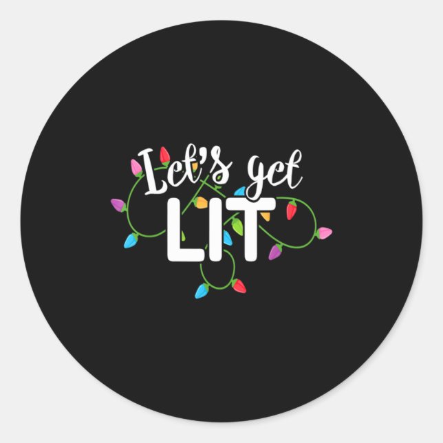 Lets Get Lit Funny Christmas Drinking Apparel Xma  Runder Aufkleber (Vorderseite)