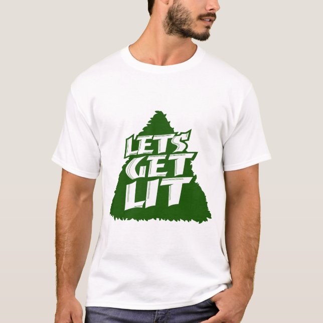 "Let's Get Lit" Funny Christmas Tree Holiday Party T-Shirt (Vorderseite)