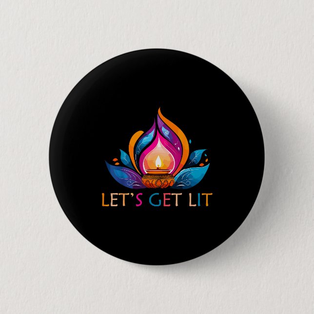Let's Get Lit Happy Diwali Festival Of Light  Button (Vorderseite)
