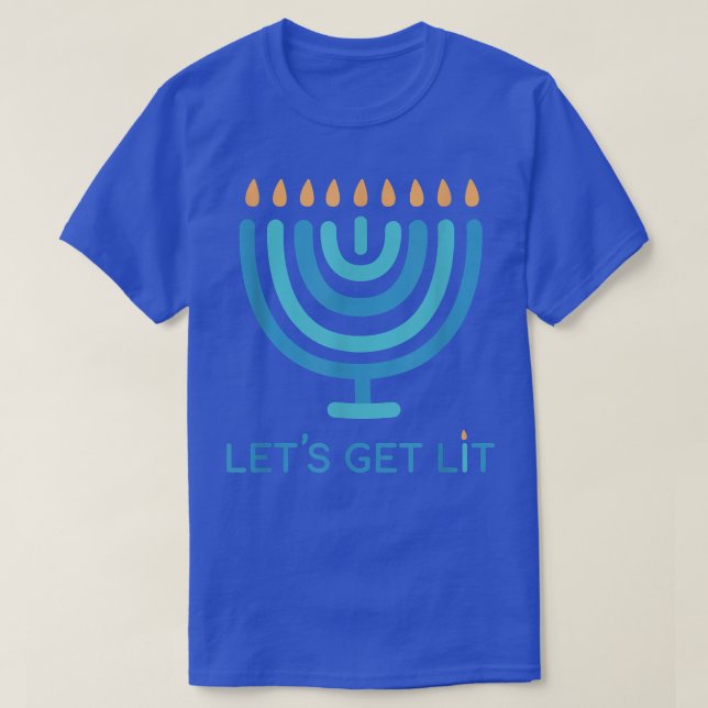 Let's Get Lit Menorah Jewish - Funny Ugly Hanukkah T-Shirt (Design vorne)