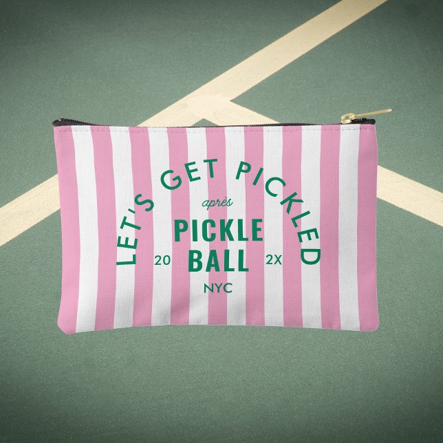 Let's Get Pickled Après Pickle Ball Pink Stripe Zubehörtasche (Von Creator hochgeladen)