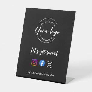 Let's Get Social Media QR Code Website Custom Logo Sockelschild
