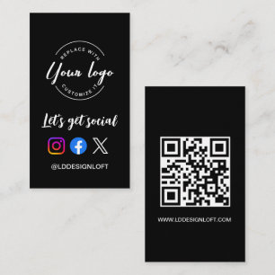 Let's Get Social Media Website Custom Logo QR-Code Visitenkarte