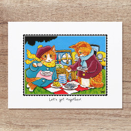 'Let's get together' Kitty Cat Custom Postkarte