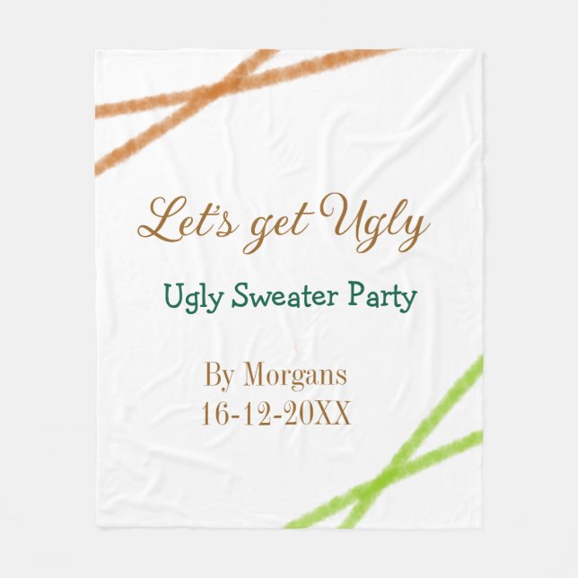 Let's get ugly Christmas ugly sweater Partyorange  Fleecedecke (Vorderseite)