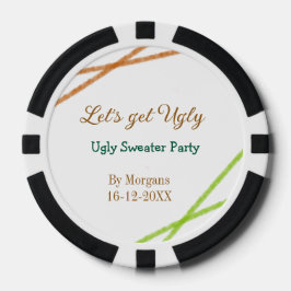 Let's get ugly Christmas ugly sweater Partyorange  Pokerchips
