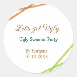 Let's get ugly Christmas ugly sweater Partyorange  Runder Aufkleber
