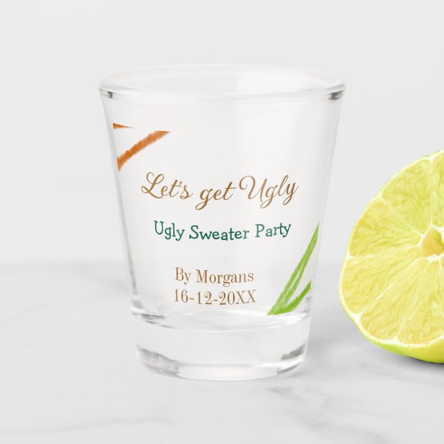 Let's get ugly Christmas ugly sweater Partyorange  Schnapsglas (Vorderseite)