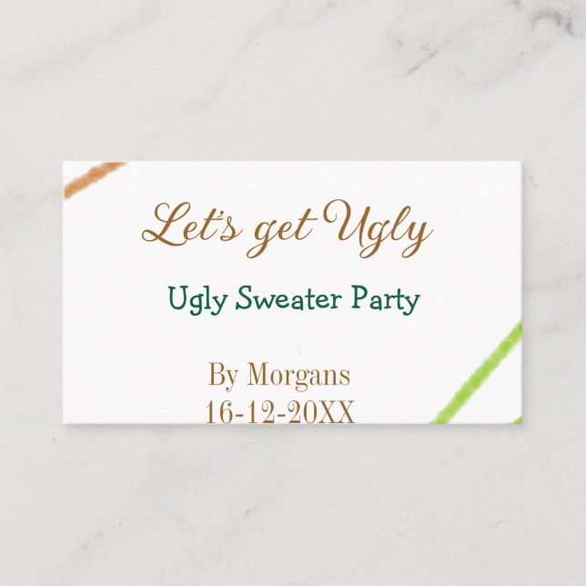 Let's get ugly Christmas ugly sweater Partyorange  Visitenkarte (Vorderseite)