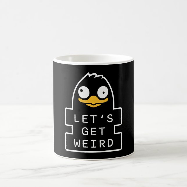 Lets Get Weird Penguin Funny Quirky Humor Quote Kaffeetasse (Mittel)