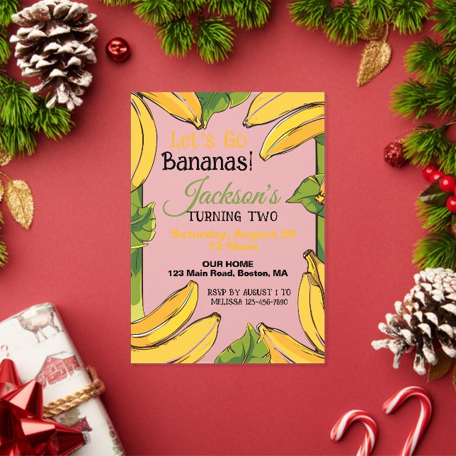 Let's Go Bananas Any Age Birthday Party Acryleinladungen (Insitu (Feiertag))